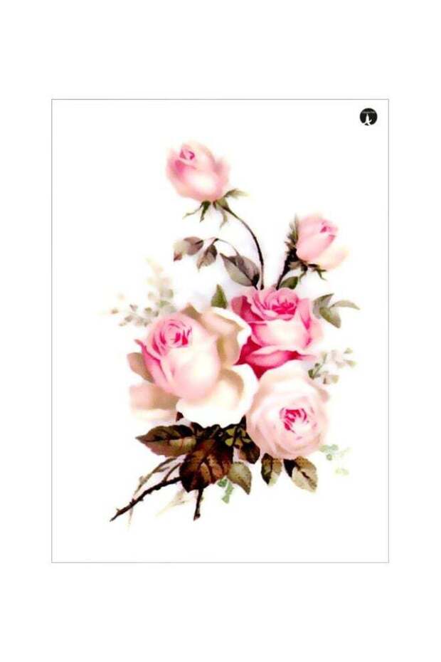 Floral Themed Metallic Plate White/Pink/Brown 20x15cm