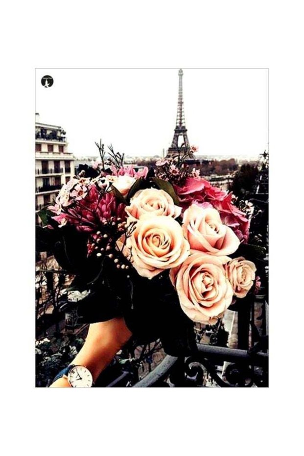 Paris Themed Metallic Plate Beige/Black/Pink 20x15cm