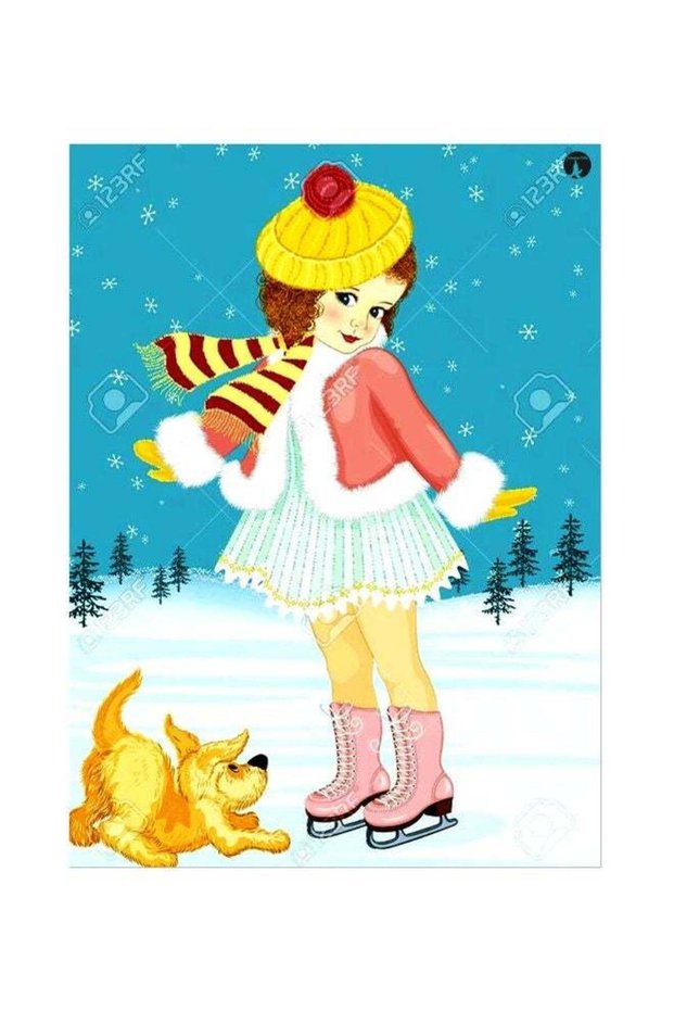 Girl Printed Metallic Plate Blue/White/Red 20x15cm