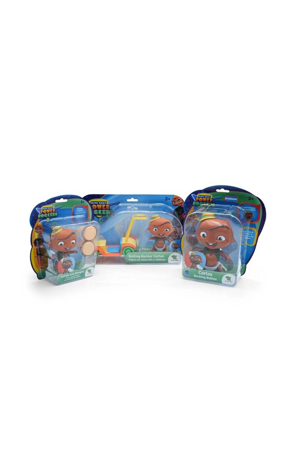 Mini Beat Power Rockers Carlos 3 Pack Toy Set , Includes Carlos with Bongos, Rolling Rocker Carlos