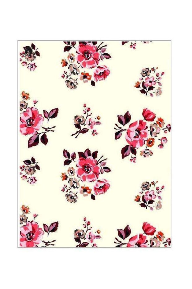 Floral Themed Metallic Plate Beige/Pink/Brown 20x15cm