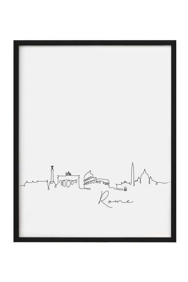 Rome Skyline Framed Poster Black/White 30x40centimeter