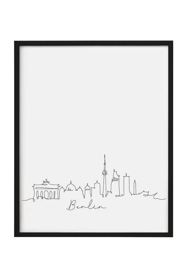 Berlin Skyline Framed Poster Black/White 30x40cm