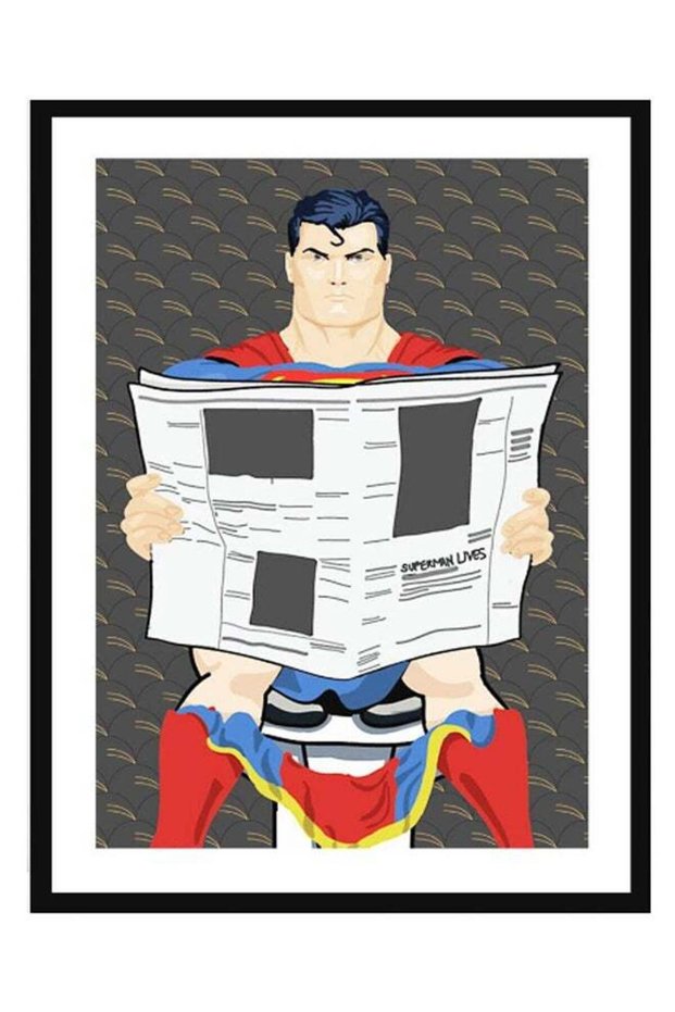 Superman Bathroom Poster With Frame Multicolour 30 x 40cm