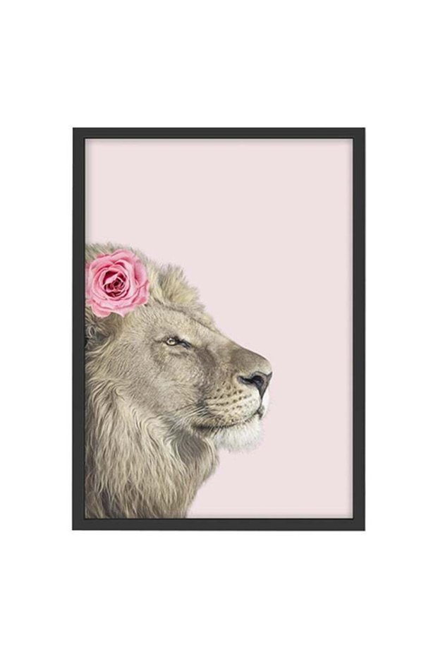 Lion Wildlife Poster With Frame Multicolour 30x40cm