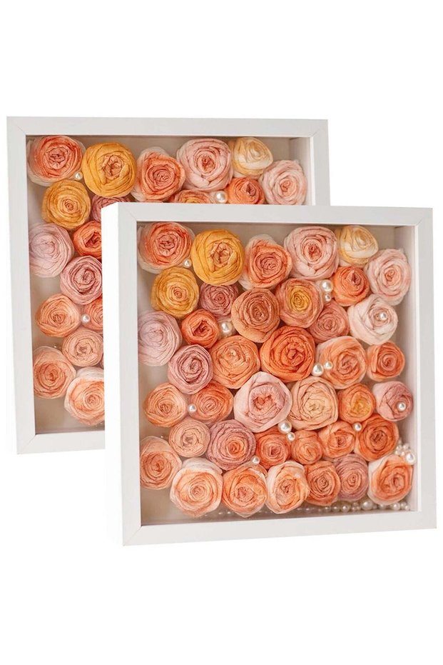 2pcs Shadow Box Frame Display Case 8x8'', Dried Flower Photo Frame, 3D Picture Frame Display Case D