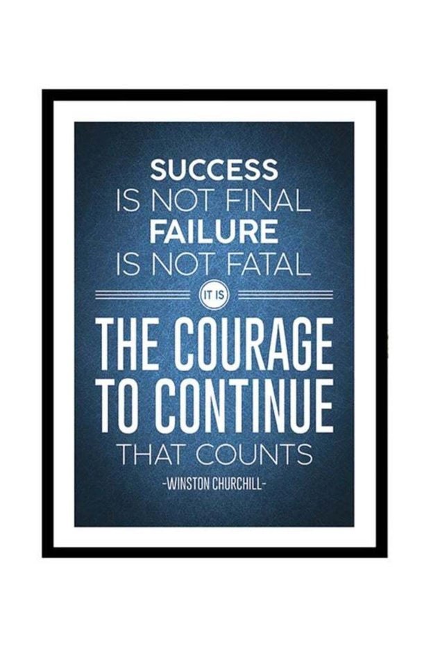 Success Quotes Poster Frame Blue/White/Black 40x55cm