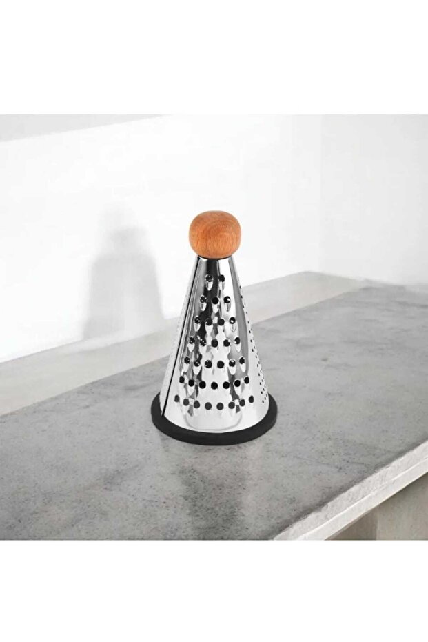 Wooden Handle Stainless Steel Multifunctional Silicone Base Conical Grater - 20 cm