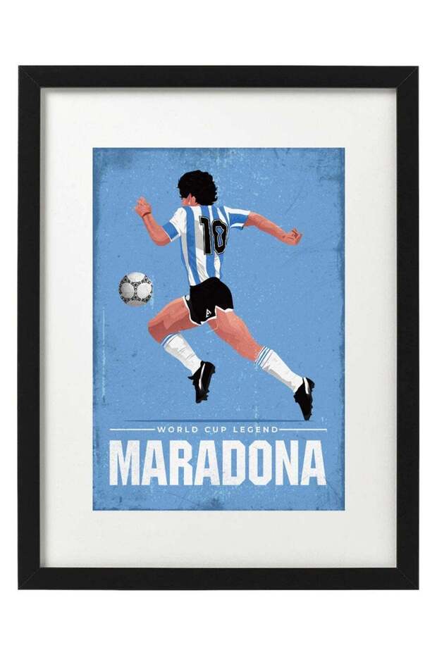 Diego Maradona Art Poster With Frame Multicolour 30 x 40cm
