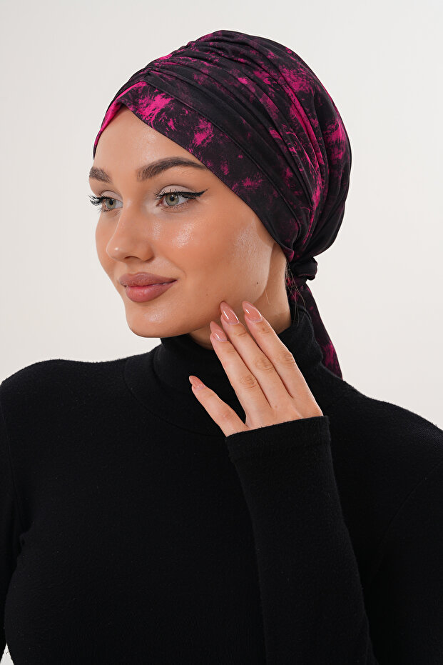 Patterned Buckle Bonnet Hijab Bonnet Daily Use Bonnet Shawl Scarf