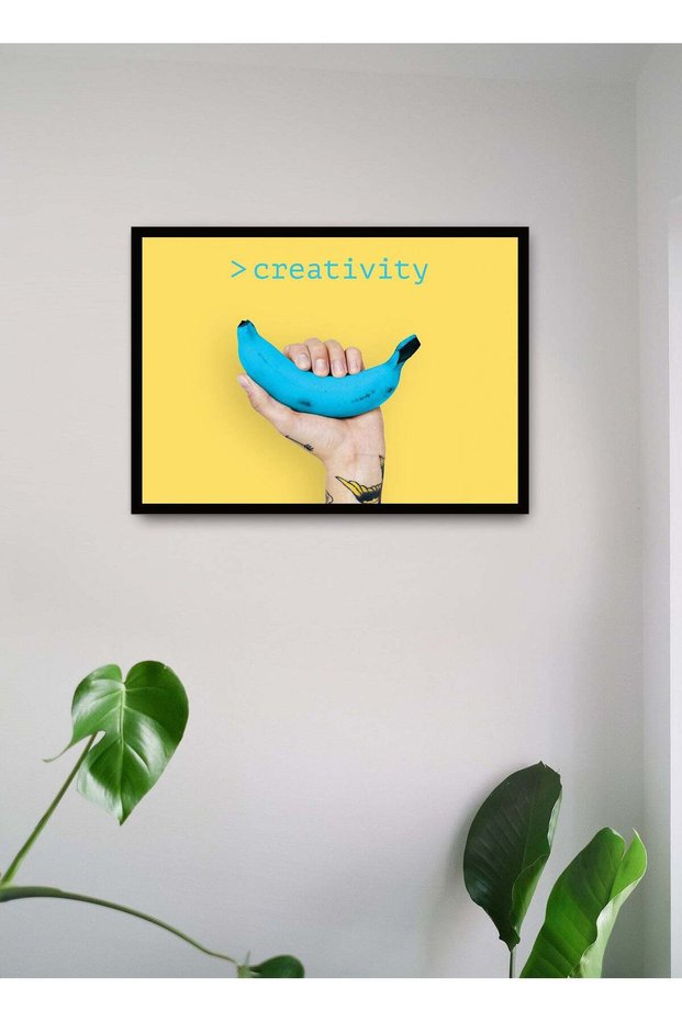 Wall Posters with Blue Banana Creativity Picture and Black Frame - Wall Arts Home Décor Photo Frame