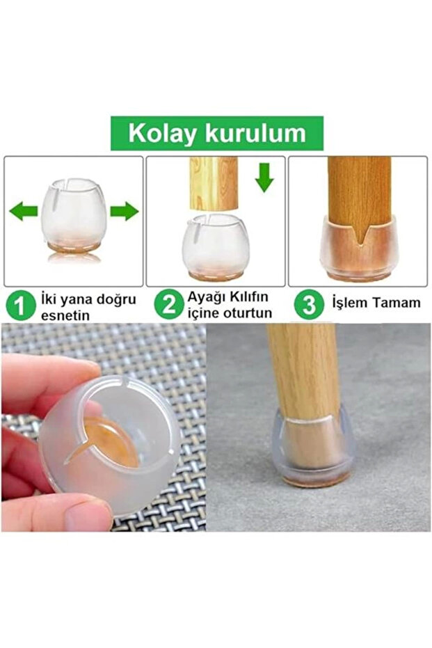 sandalye pabucu,Masa,koltuk,tabure ayak kılıfı 8 adet Siyah (Medium) - 5