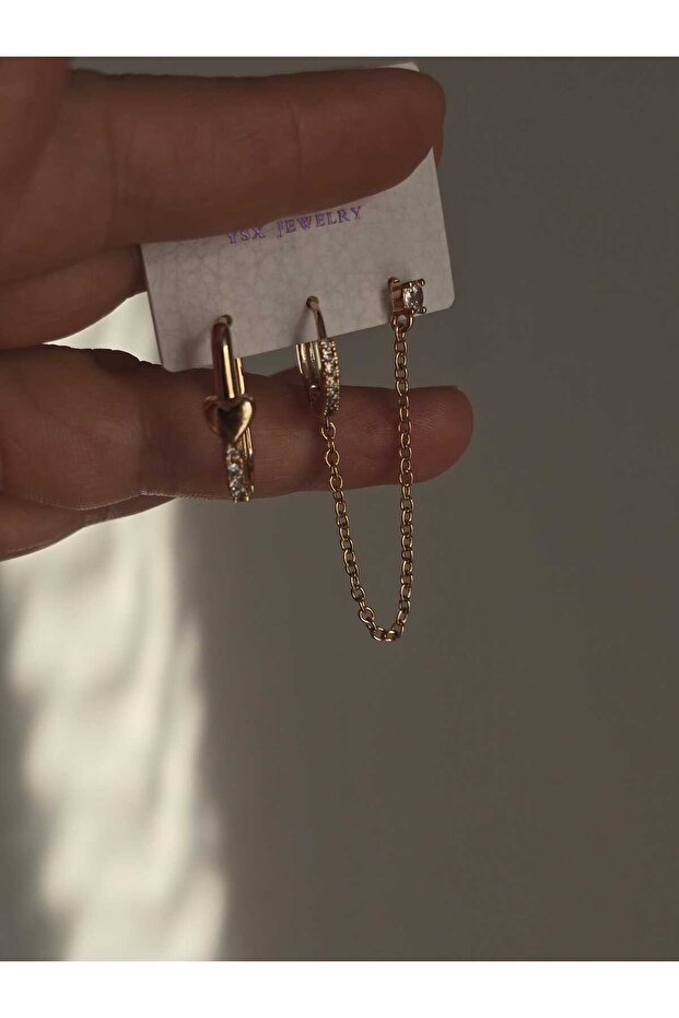 3 lü çelik küpe - 3