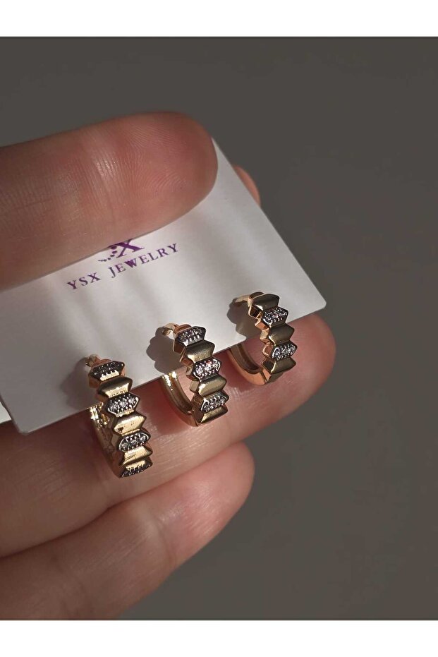 3 lü vıp çelik küpe - 2