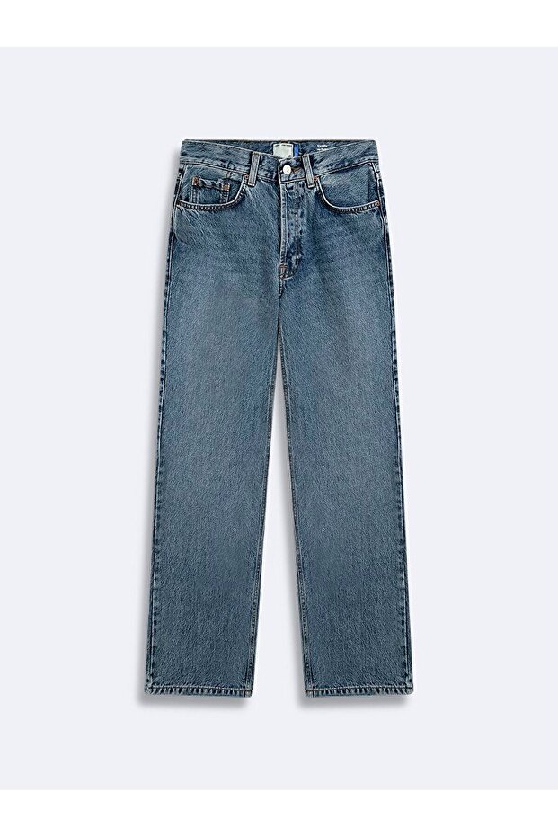 Vanetta Düz Paça Yüksek Bel Jean Pantolon - 1