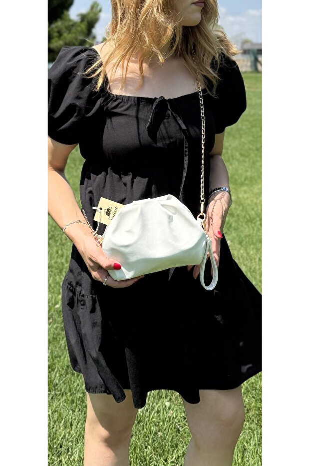 Women's Soft Leather Chain Strap Hand and Shoulder Bag