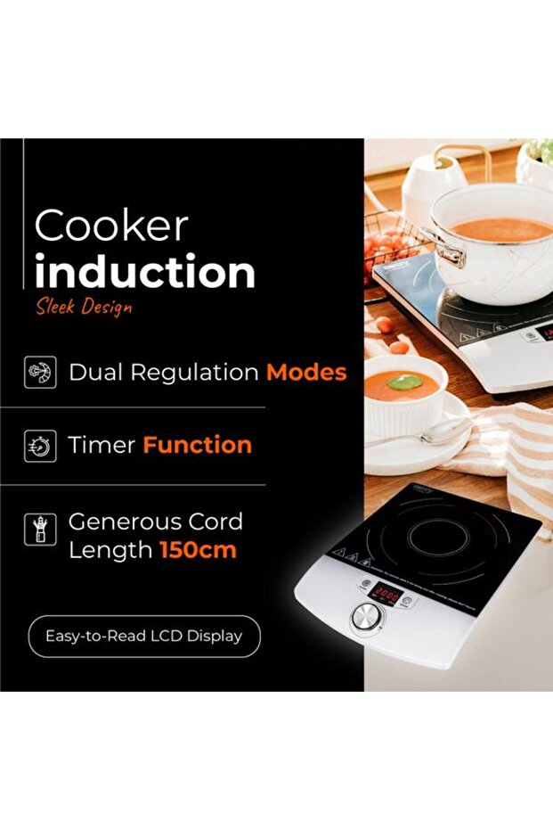 CR 6515 Induction Cooker, 2000 W, Adjustable Power and Temperature, Timer 0-180 Minutes, Ceram - 6