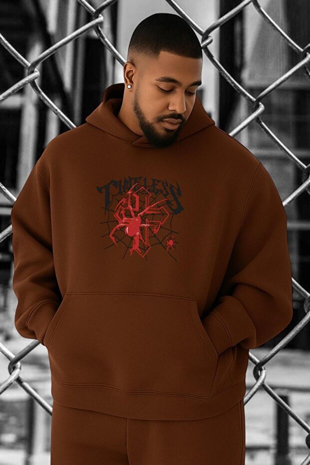 3 Yarn Combed Cotton Spider Timeless Printed Plus Size Sweatshirt