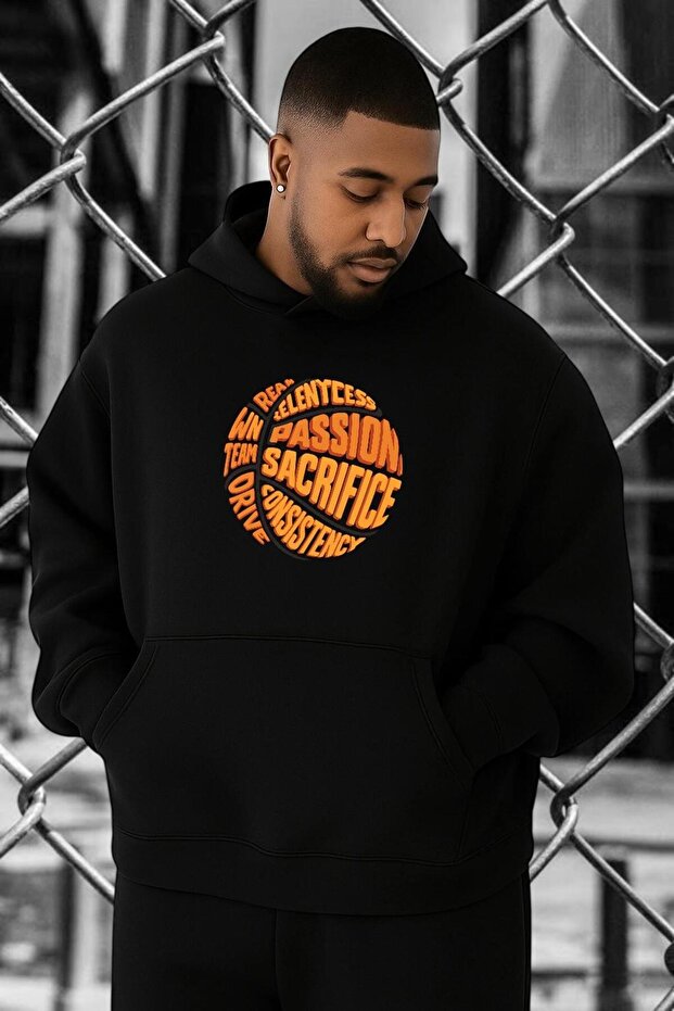 3 Yarn Combed Cotton Basketball Printed Oversized Sweatshirt
