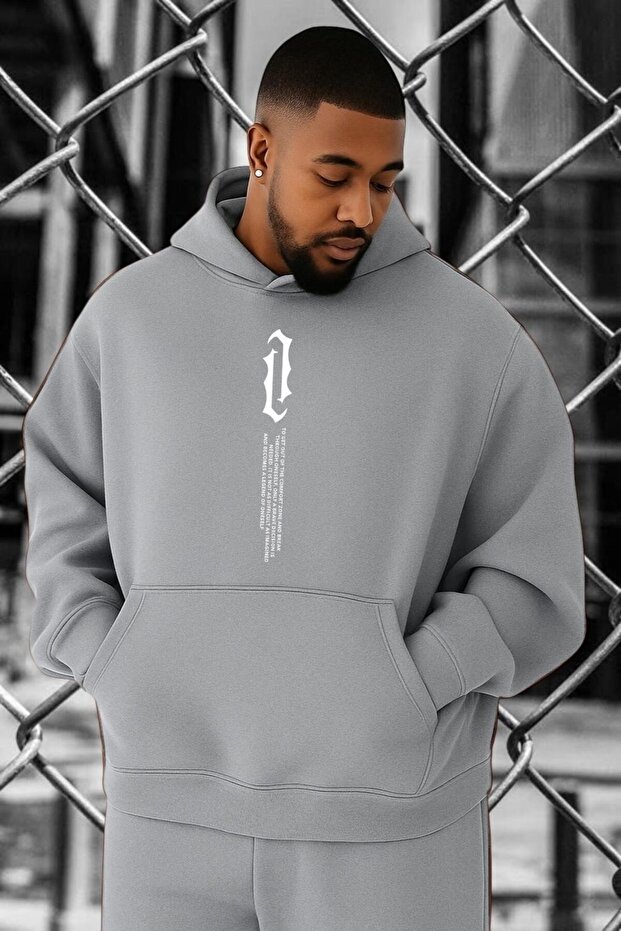 3-Ply Combed Cotton Text Printed Oversized Sweatshirt