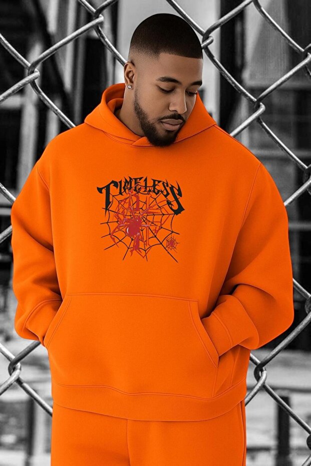 3 Yarn Combed Cotton Spider Timeless Printed Plus Size Sweatshirt