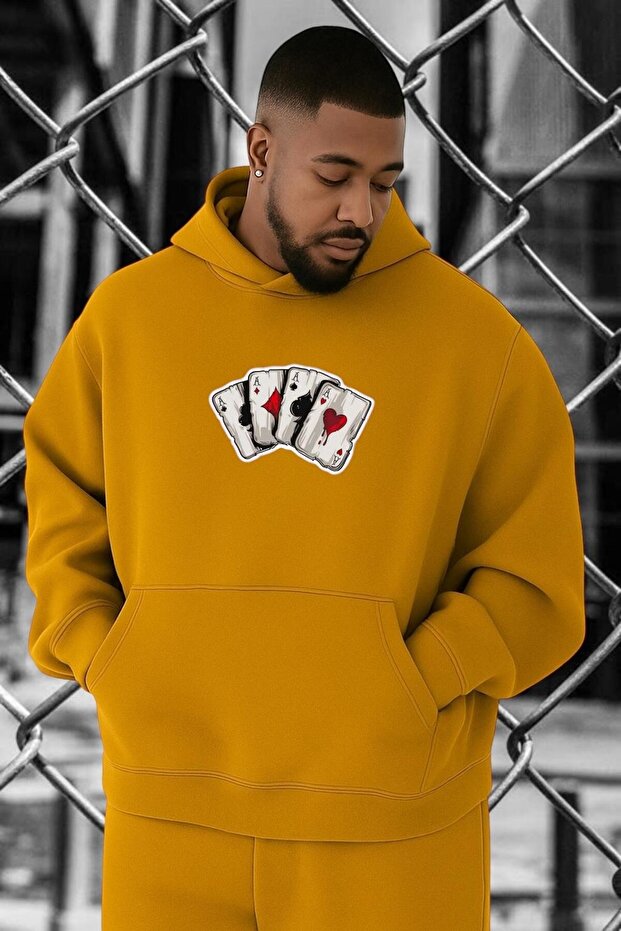 Poker Card Printed Oversized Sweatshirt