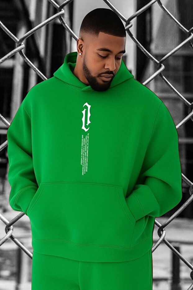 3-Ply Combed Cotton Text Printed Oversized Sweatshirt