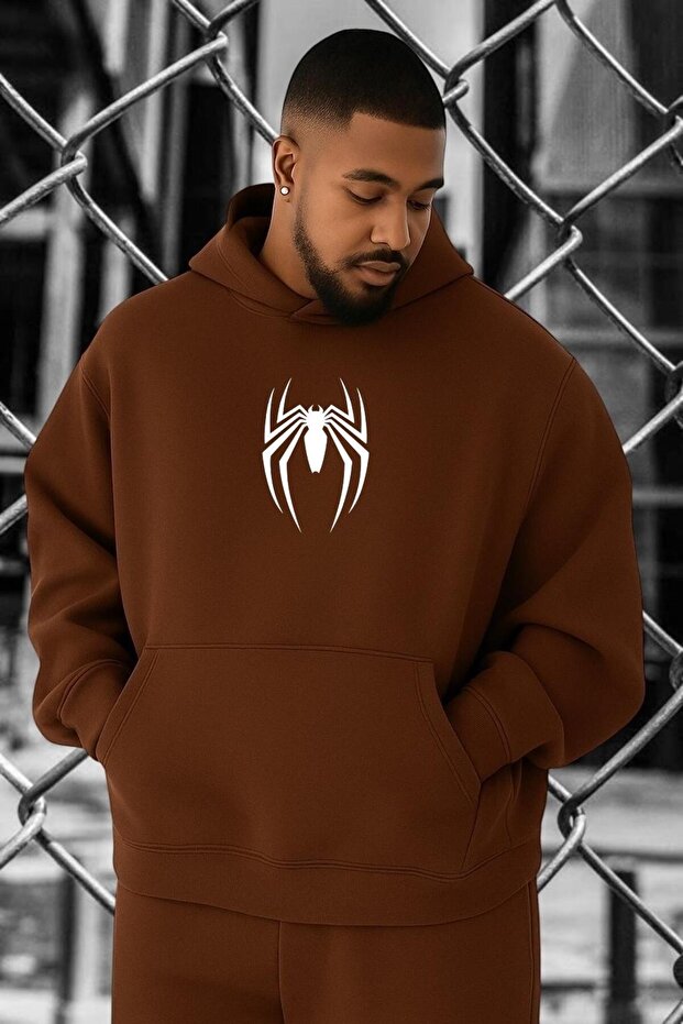 3-Ply Combed Cotton Spider Printed Plus Size Sweatshirt