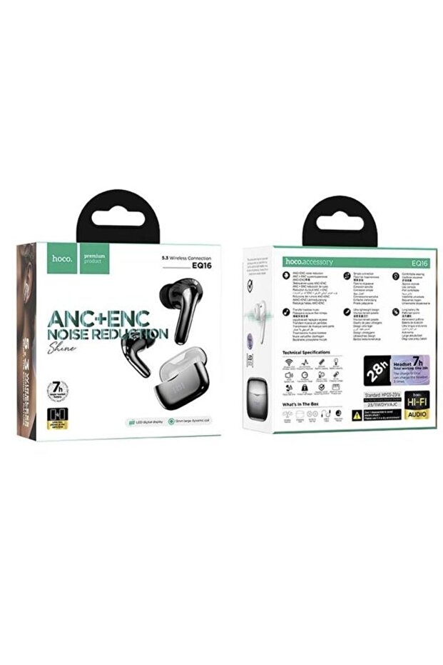 Casti True Wireless EQ16, Bluetooth, ANC (Черен) - 8