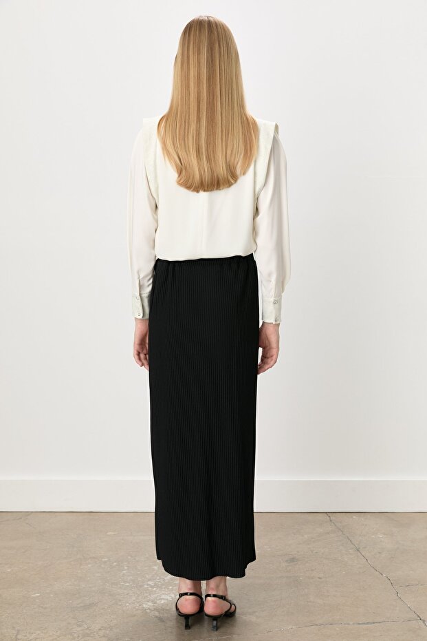 Örme Piliseli Etek Siyah - 4