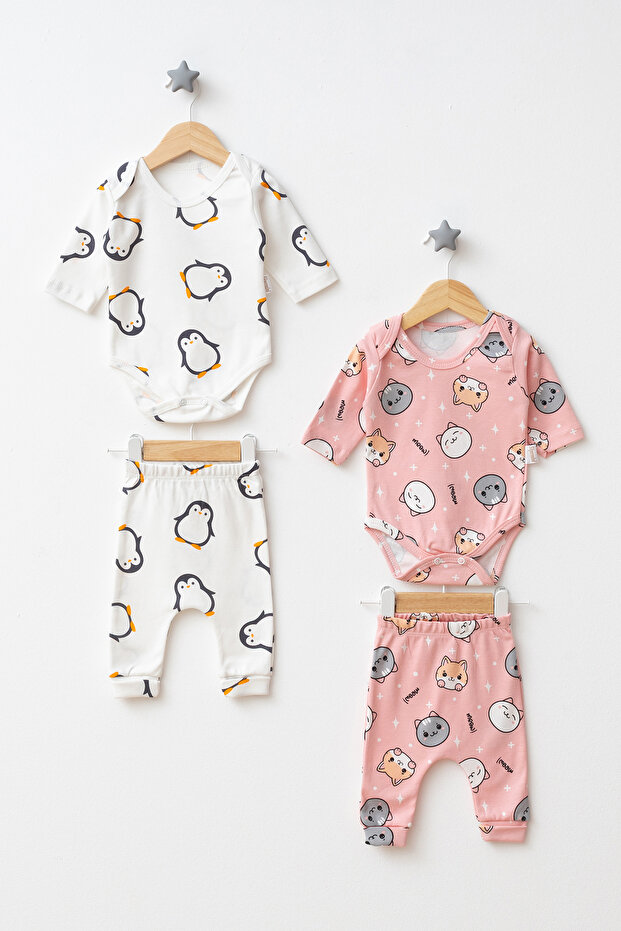 Patterned 2-Piece Baby Girl Bodysuit Set