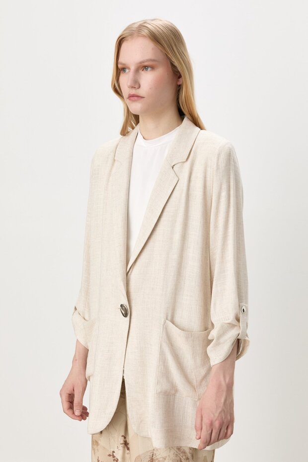 Oversize Blazer Ceket Bej - 2