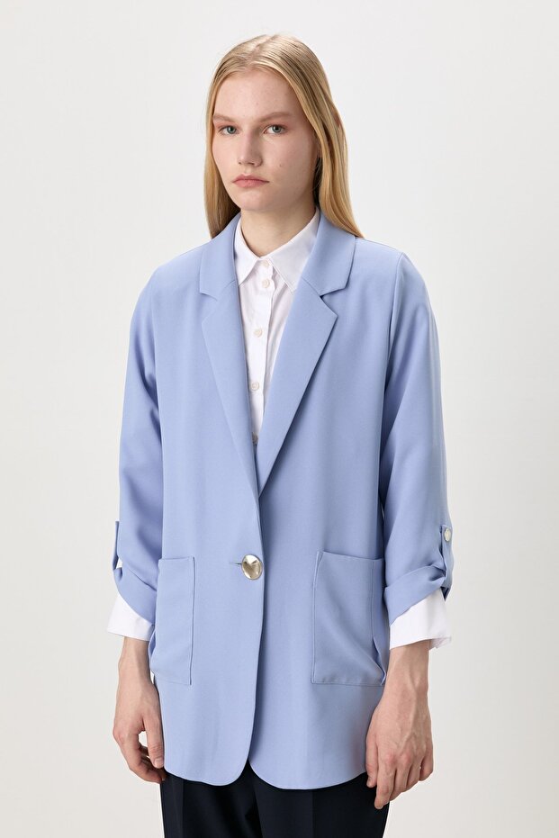Oversize Blazer Ceket Mavi - 1