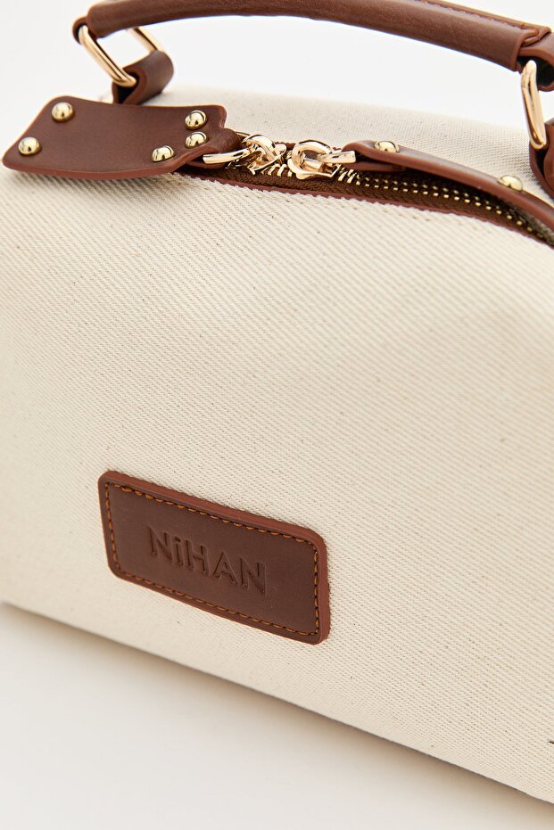 Çapraz Askılı Kanvas Çanta Taba - 4