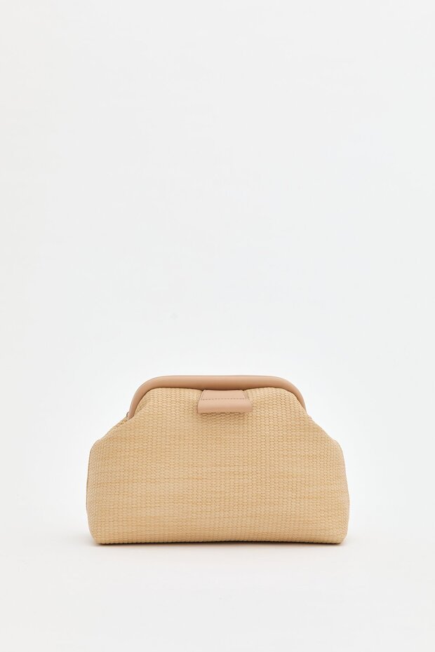 Örgü Çapraz Askılı Çanta Vizon - 4