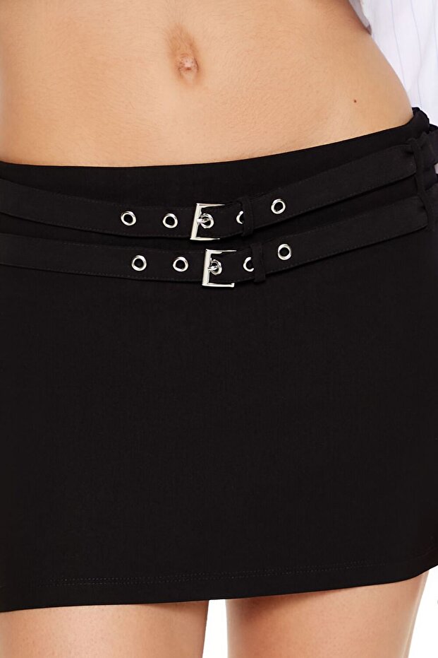 Kemer Detaylı Mini Etek - 3