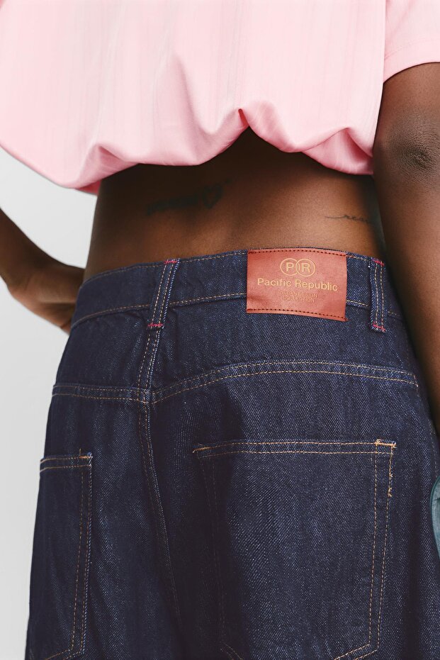 Kırmızı dikişli straight fit jean - 5