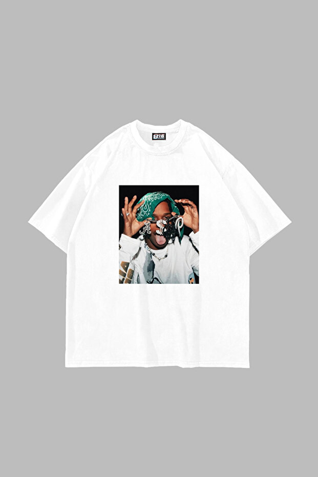Asap Rocky V2 Printed Oversize Unisex White Tshirt