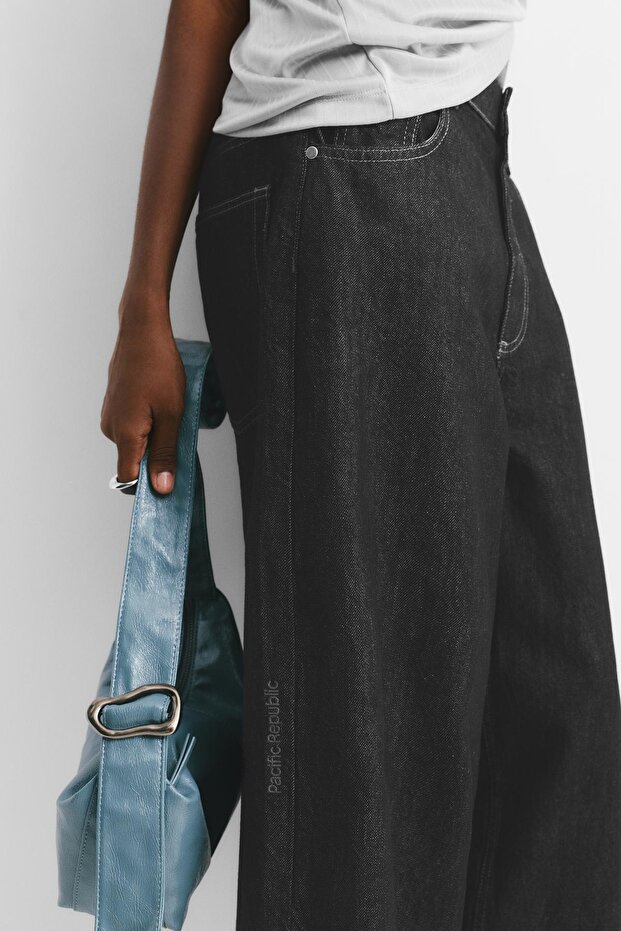 Kırmızı dikişli straight fit jean - 4