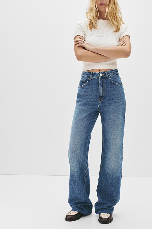 Yüksek bel düz kesim jean - 2