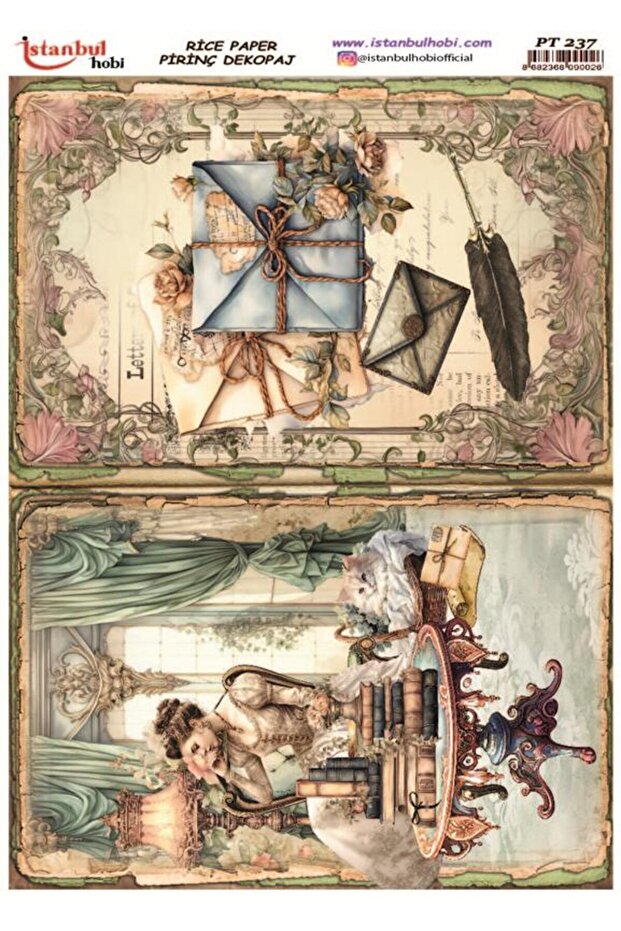 Brass Decopage Paper 30X42Cm Pt-237 Letter Woman