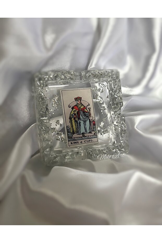 King of Cups King of Cups Tarot Card Silver Plated Epoxy Ashtray Ashtray