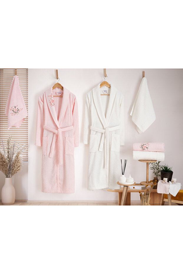 10-Piece Couple Bathrobe Set 100% Turkish Cotton Fragranced Family Bathrobe & Towels Gift Set