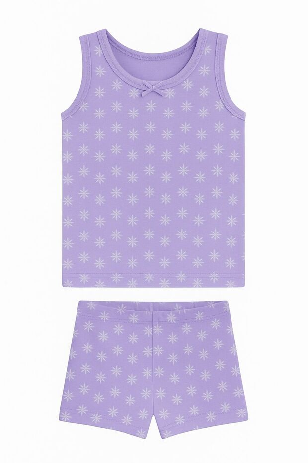 Girls' Printed Patterned Tank Top Shorts Set of 6 - Comfortable Summer Home Wear
