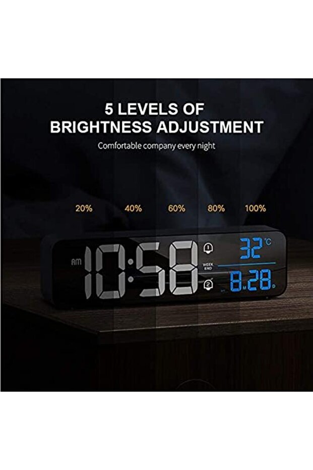 Digital Clock, Digital Clock Large Display, LED Digital Alarm Clock for Living Room, Rechargeable, S - 8