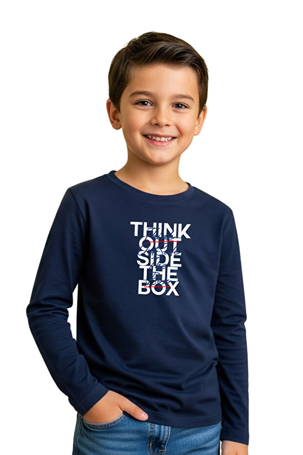 Round Neck Printed Patterned Boy's Sweatshirt