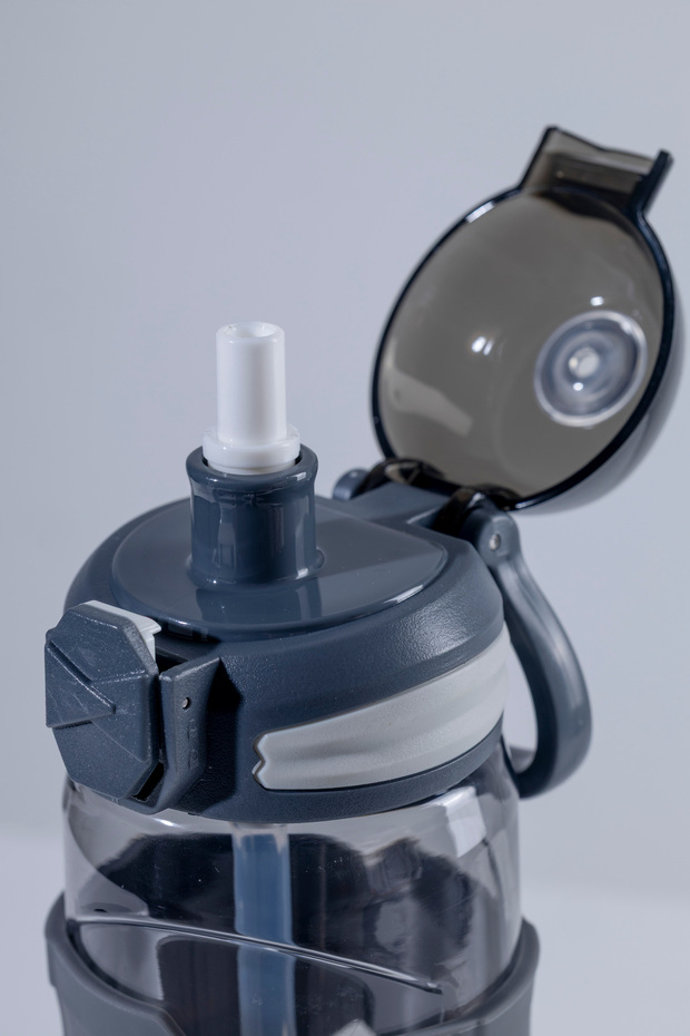 Logolu Model, Pipetli ve Temizleyicili Matara, Su Matarası 1Lt. - 3
