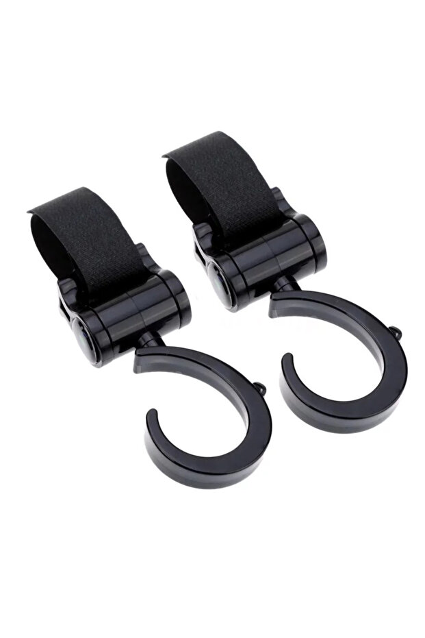 - 2Pcs Multi Purpose 360 Swivel Stroller Hooks - Black - 2pcs