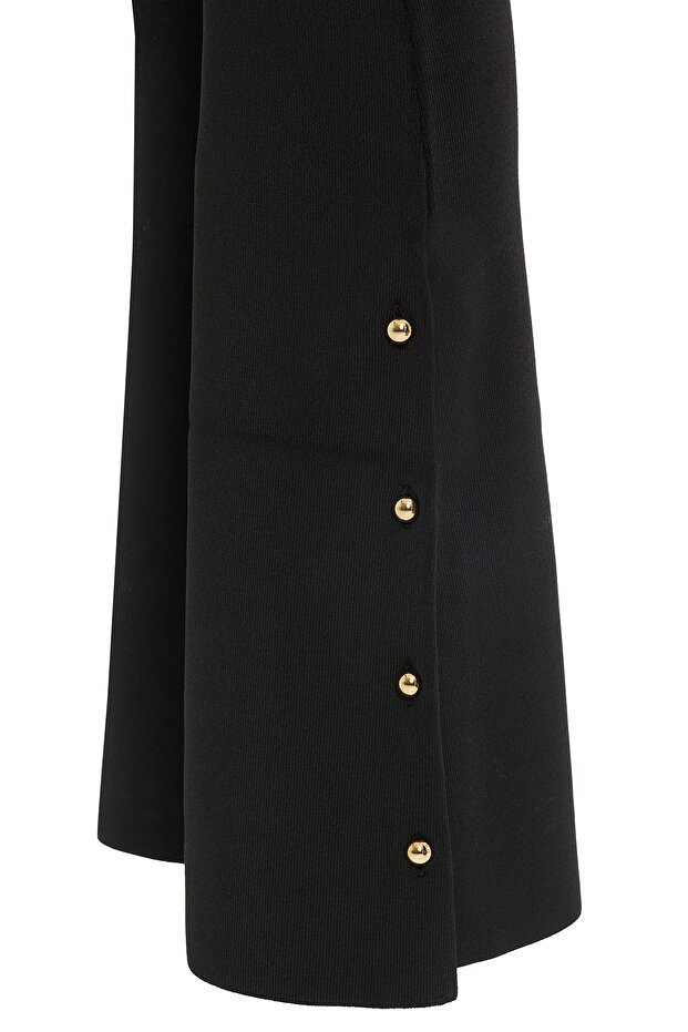 İspanyol Paça Siyah Triko Pantolon - 3