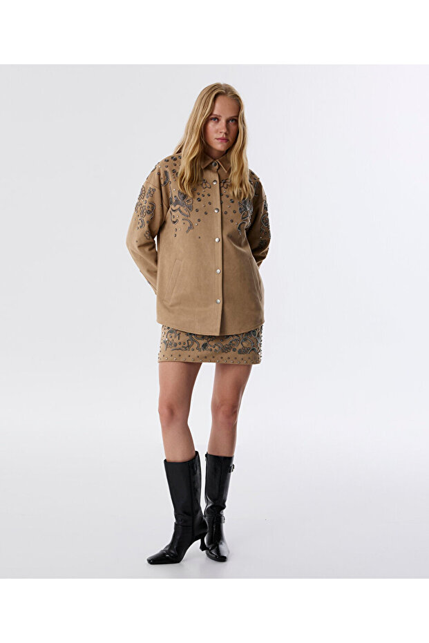 İŞLEMELİ GÖMLEK CEKET - 6